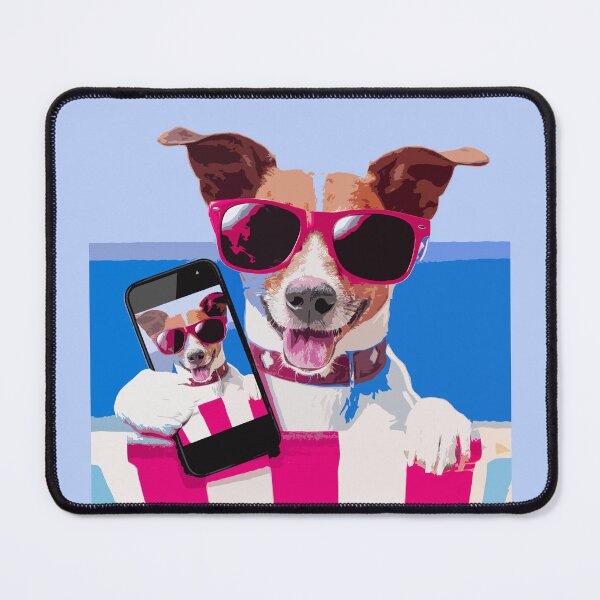 Item preview, Dog Wearing Sunglasses Taking Selfies on the Beach designed and sold by SyzygyCreative.