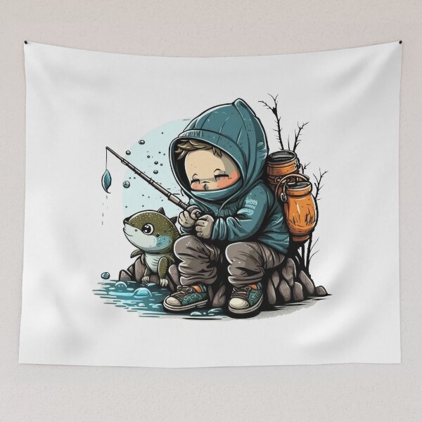 Item preview, Little boy fishing in winter designed and sold by Melcu.