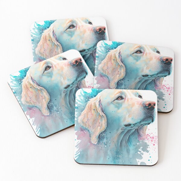 Item preview, Labrador Water Colour Painting in Blue with a Pink Touch designed and sold by AdamesArtStudio.