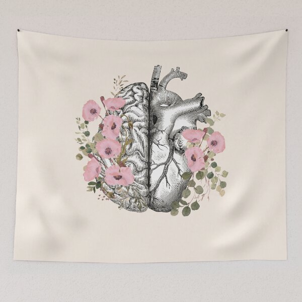 Item preview, Right balance between head and heart, pink poppies, watercolor style poppies designed and sold by Collagedream.