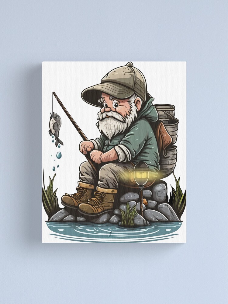 Happy old man fishing: A quiet day, an eternal passion Canvas Print for  Sale by Melcu