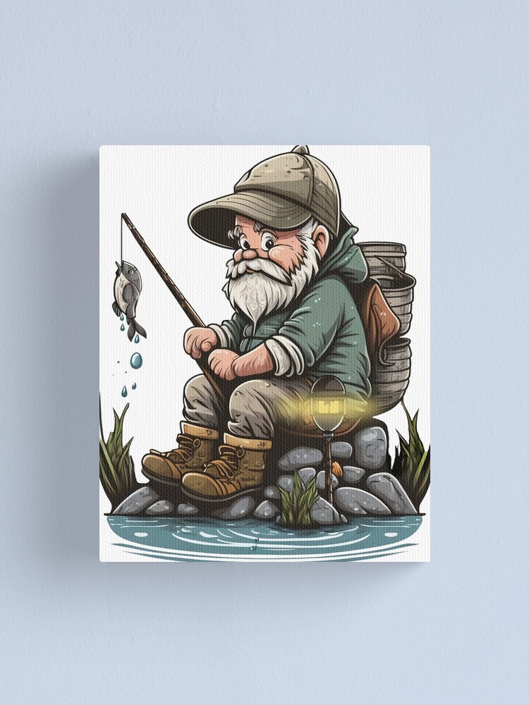 Happy old man fishing: A quiet day, an eternal passion Canvas Print for  Sale by Melcu