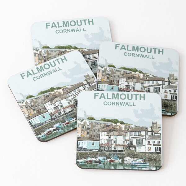 Item preview, Cornwall, Falmouth Harbour. Travel poster. Cornish gift designed and sold by BarbaraGlebska.