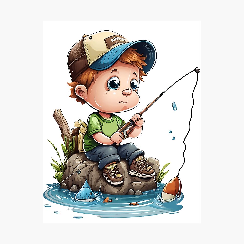 Little Boy Fishing Art Print