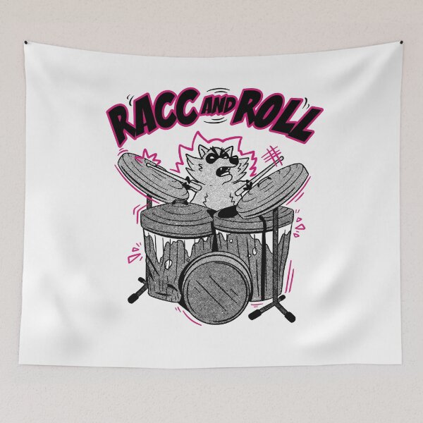 Item preview, Racc And Roll - Raccoon Plays Drums designed and sold by Shirtey.