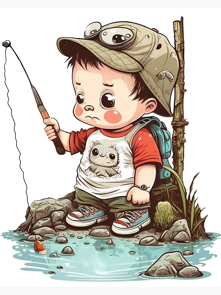 Little boy fishing Art Print for Sale by Melcu