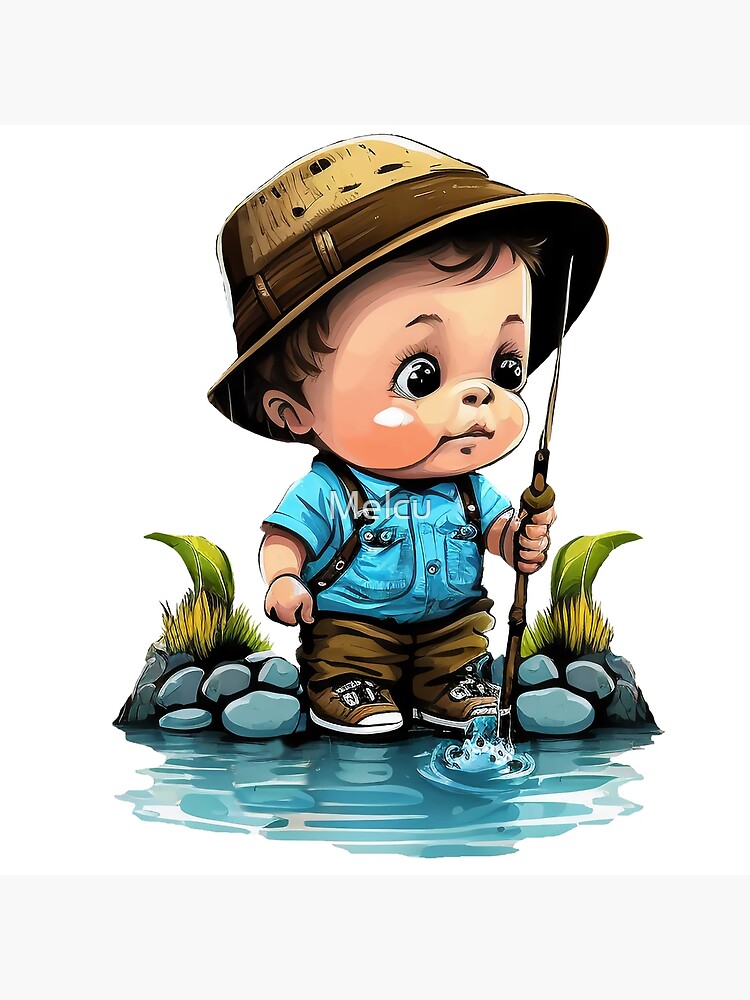 Little boy fishing Poster for Sale by Melcu