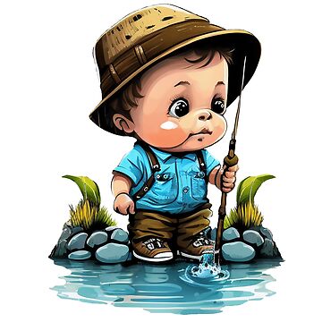 Little boy fishing Art Board Print for Sale by Melcu