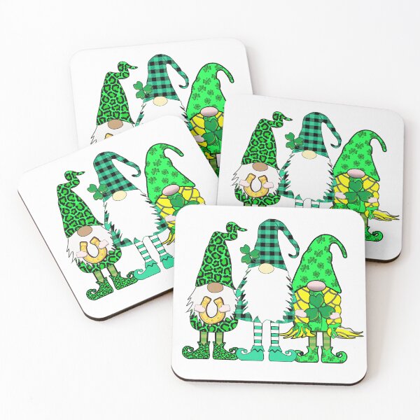 Item preview, 3 Cute Irish Gnome Leprechauns Green Shamrocks Long Legged designed and sold by funnytshirtemp.