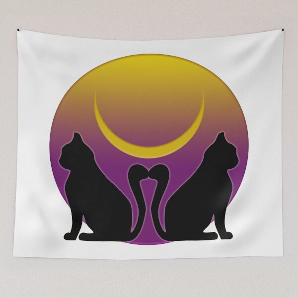 Item preview, Twin Black Cats Under A Crescent Moon  designed and sold by The Tinker Man's Daughter.