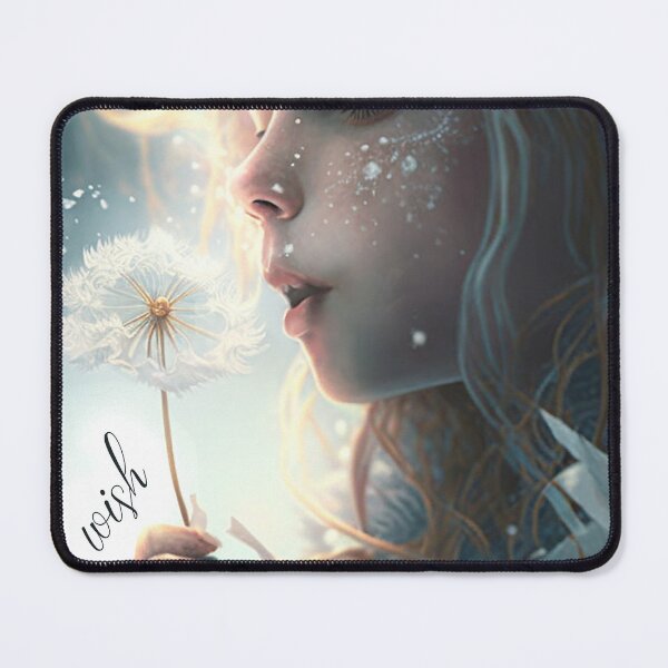 Item preview, Make a wish girl  - blowing dandelion snowy icy fantasy scene designed and sold by EmeraldeaArt.