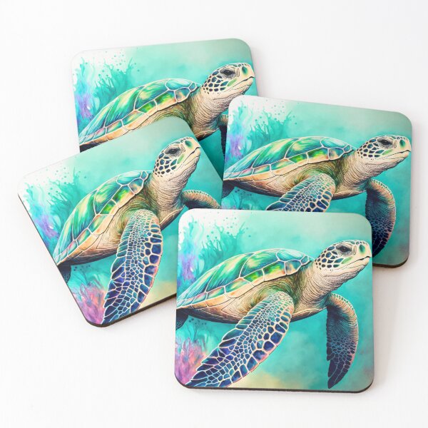 Item preview, Colourful Sea Turtle in Watercolours designed and sold by AdamesArtStudio.