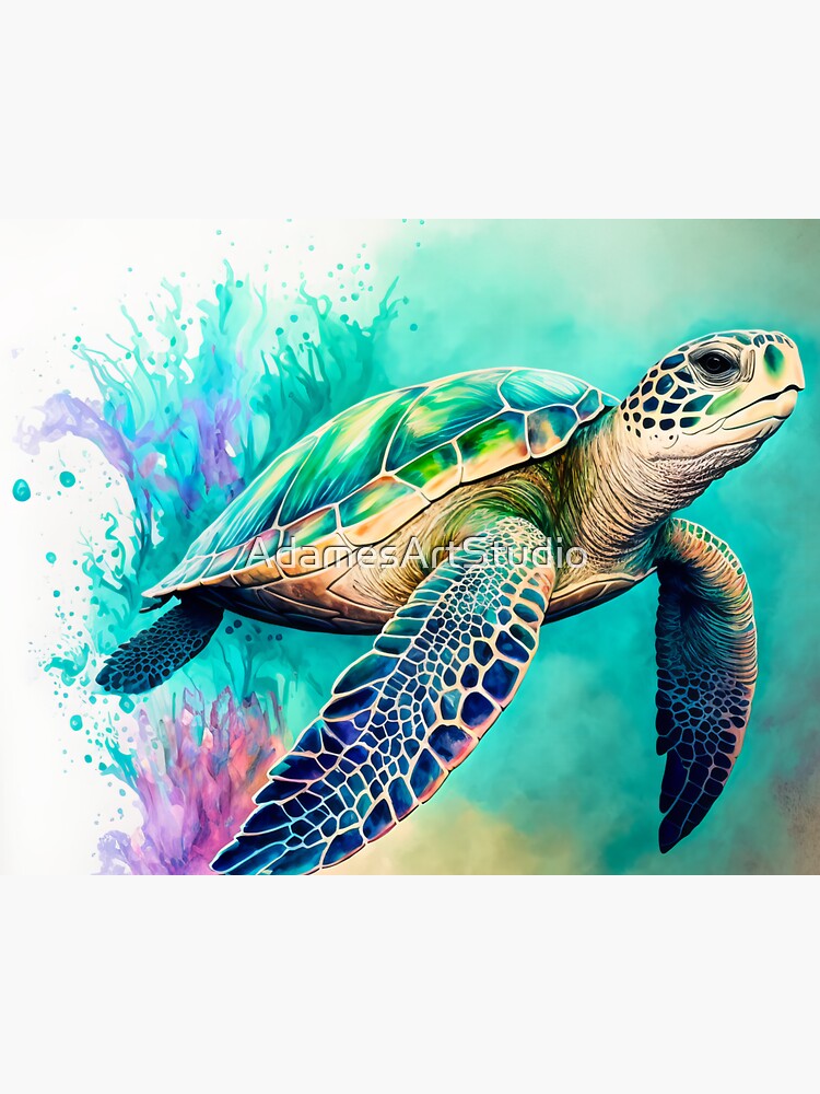Colourful Sea Turtle in Watercolours Sticker for Sale by AdamesArtStudio