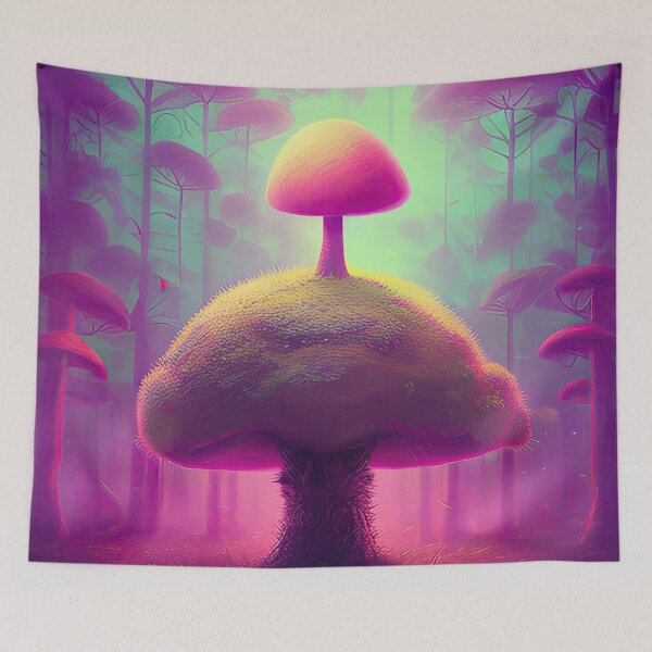 Aperçu de l'œuvre Conception esthétique de champignons mystiques éthérés - Dreamlike Fungi Q créée et vendue par DonutShirts.