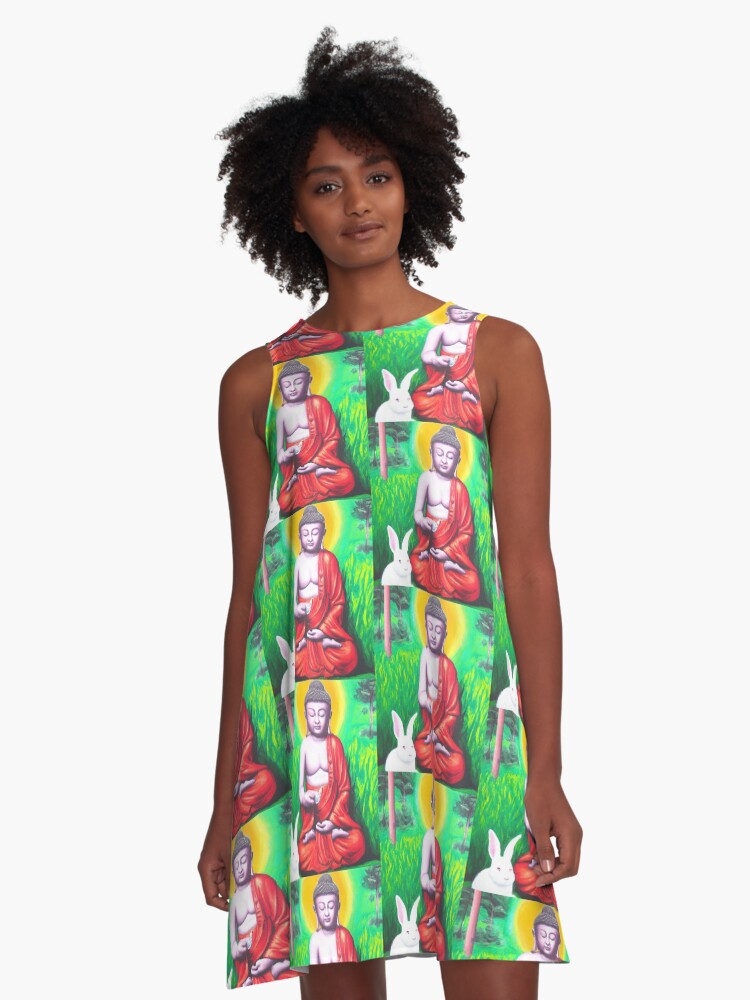 Buddha shop print dress