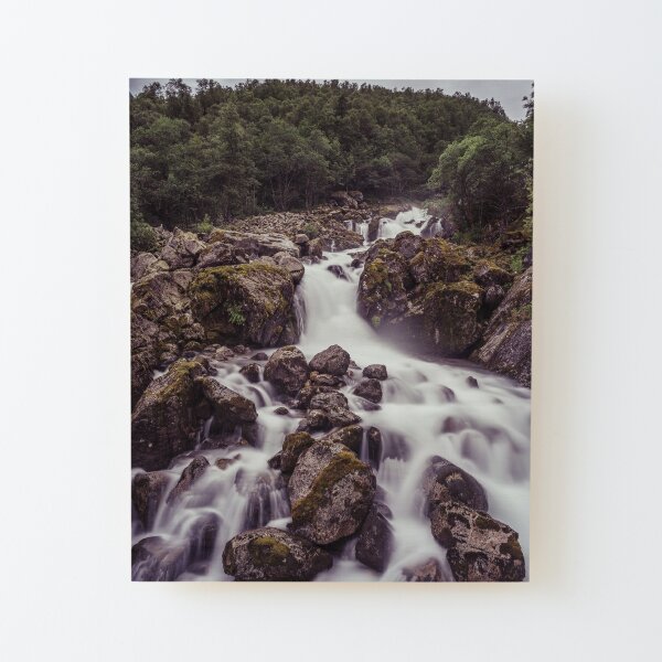 Waterfall at Bondhusdalen Glacier, Norway Wood Mounted Print