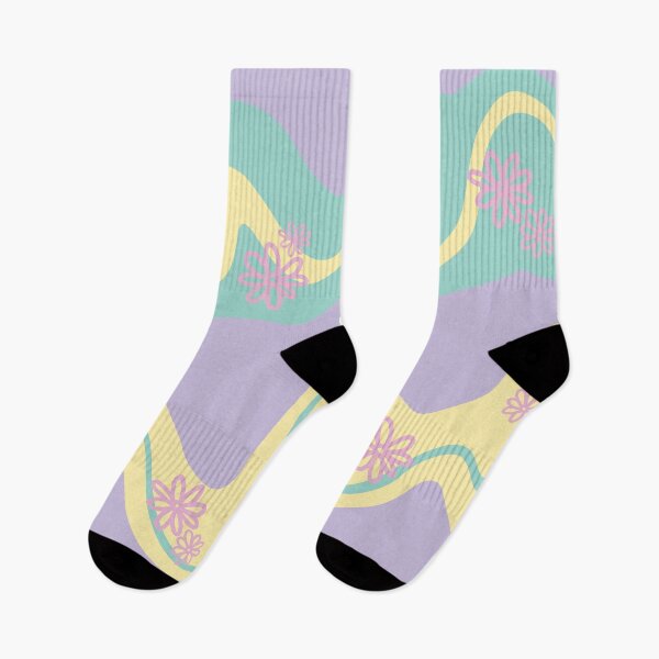 Aperçu de l'œuvre Daisy Groove - Rose pastel, jaune, violet et vert créée et vendue par LAEC-Shop.