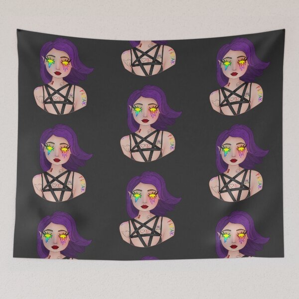 Item preview, tattooed goth girl with glowing eyes designed and sold by Simplequeen.