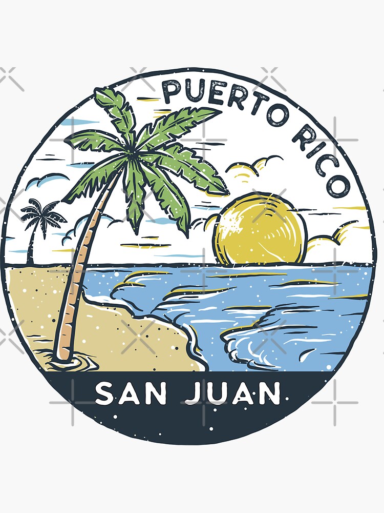Aperçu 3 sur 3. Sticker avec l'œuvre San Juan Porto Rico Vintage créée et vendue par KrisSidDesigns.