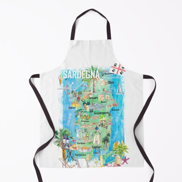 Item preview, Sardinia Illustrated Travel Map Mediterranean Adriatic Sicily Sardegna with Roads and Tourist Highlights designed and sold by artshop77.