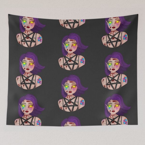 Item preview, tattooed goth girl with glowing eyes and blood designed and sold by Simplequeen.