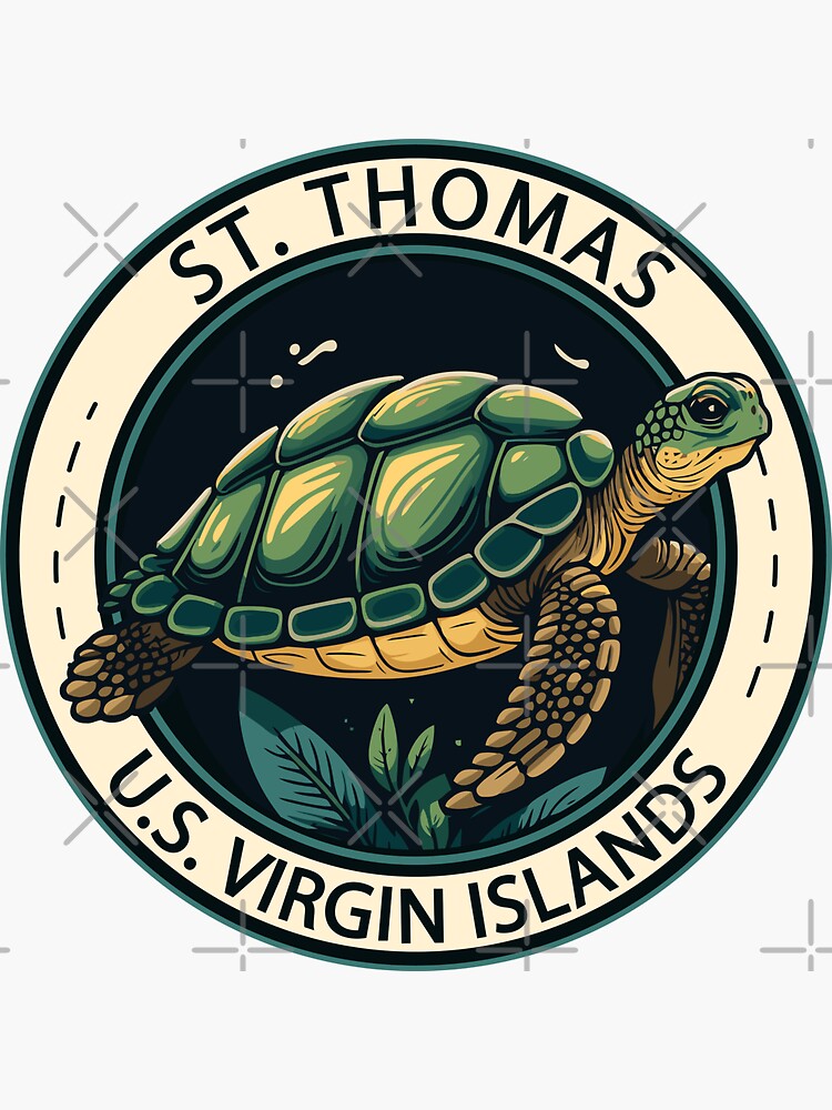 Aperçu 3 sur 3. Sticker avec l'œuvre Insigne de tortue des îles Vierges américaines de St Thomas créée et vendue par KrisSidDesigns.
