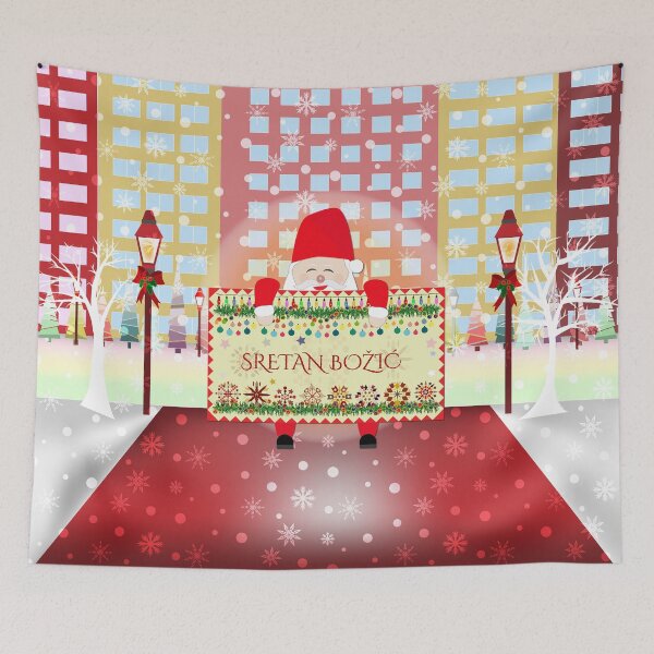 Item preview,  Santa Clause holding "Sretan Božić" card designed and sold by MC Art Studio.