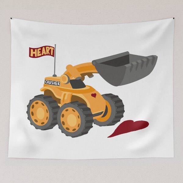 Item preview, Heart Crusher, Funny Kids digger truck | All hand drawn designed and sold by Giovanni-c.