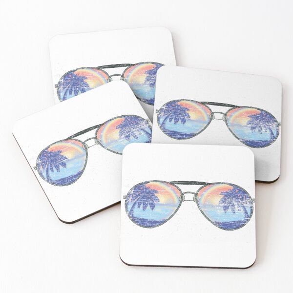 Item preview, Sunset Palm Trees Exotic Beach Rainbow Tropical Sunglasses  designed and sold by mikvaaishwerj.
