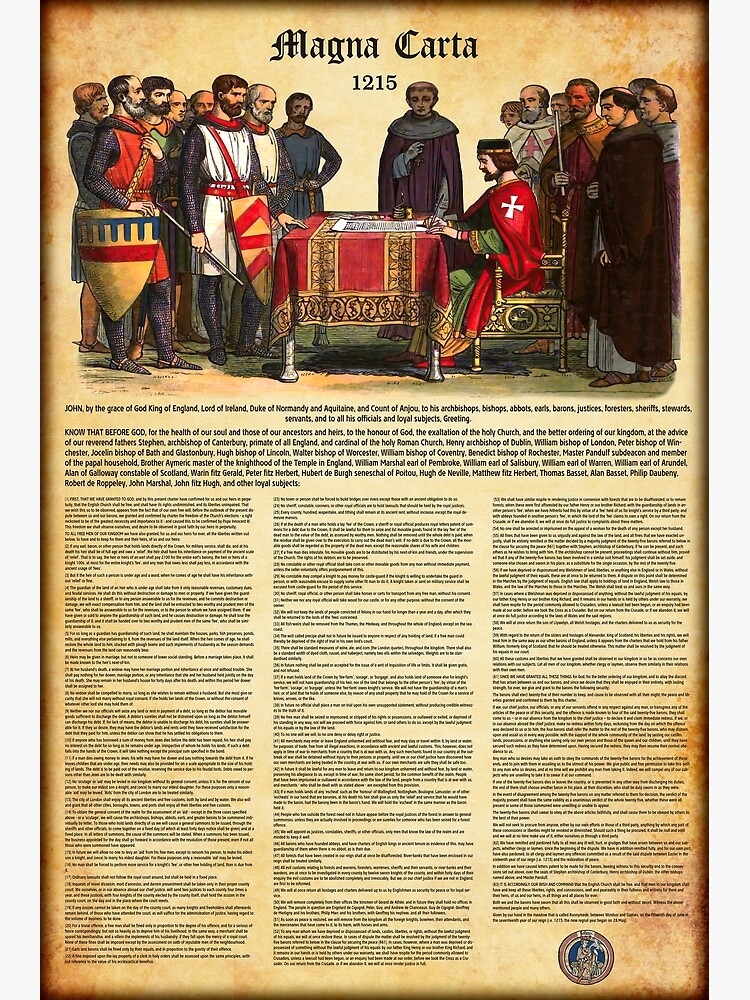 Adskille Fern Bevis MAGNA CARTA 1215 - English Text" Art Print for Sale by Daniel Hagerman |  Redbubble