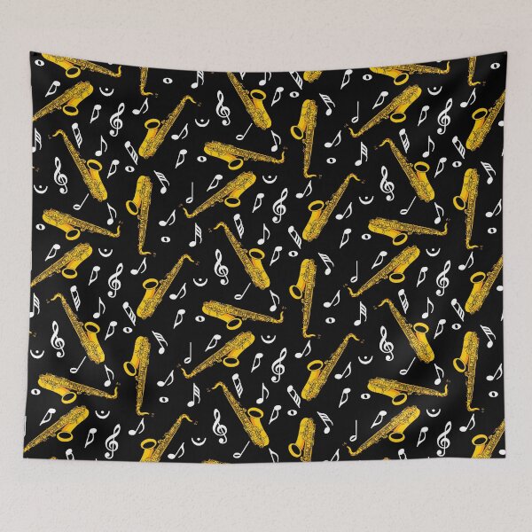 Item preview, Saxophone Music Notes Pattern designed and sold by BartholGraphics.