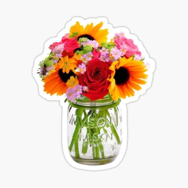 Mason Jar with Flowers Sticker
