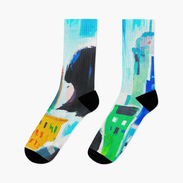 Item preview, Girl With Bob Haircut Looking Out Window-Cityview designed and sold by ArtfulStoriesIG.