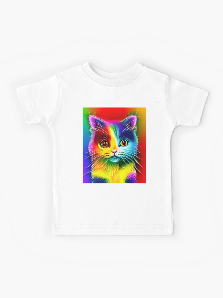 Colorful Rainbow Funny Cute Rave Psychedelic Pink Cat Shirt Colorful Rainbow Funny Cute Rave Psychedelic Pink Cat Shirt