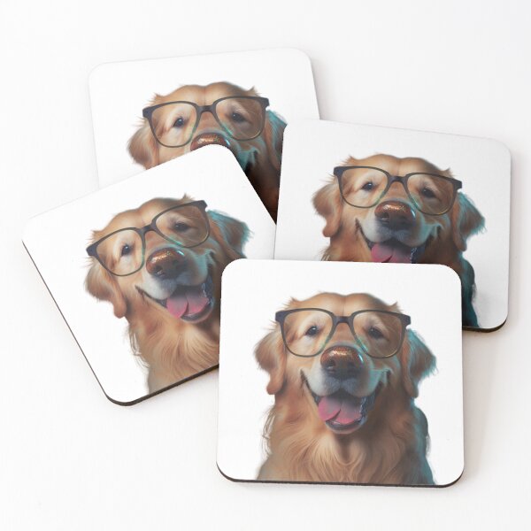 Item preview, Cute Golden Retriever Wearing Glasses designed and sold by DoodlesnPoodles.