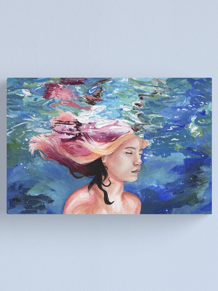 girl underwater acrylic paint Canvas Print for Sale by Twins' Art