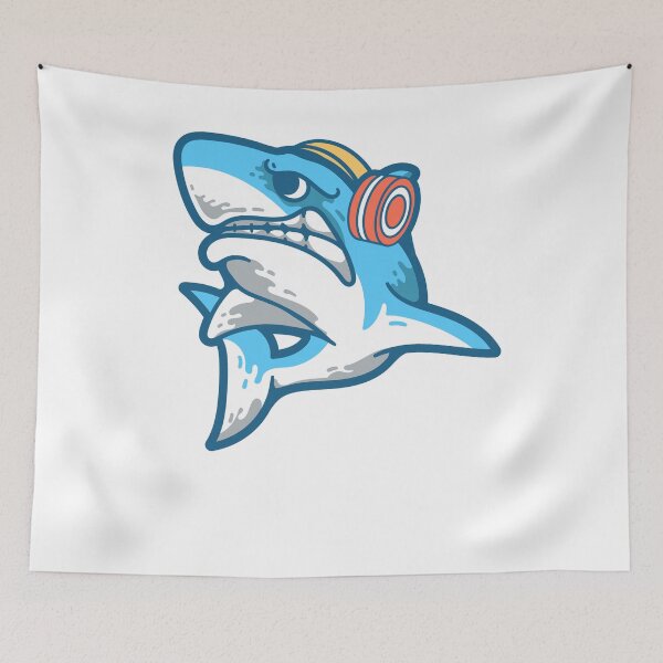 Item preview, Retro Shark listening to Beats designed and sold by mkzmerch.
