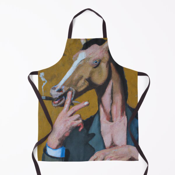 Item preview, Portait Of A Smoking Horse Man Wearing A Suit designed and sold by ArtfulStoriesIG.