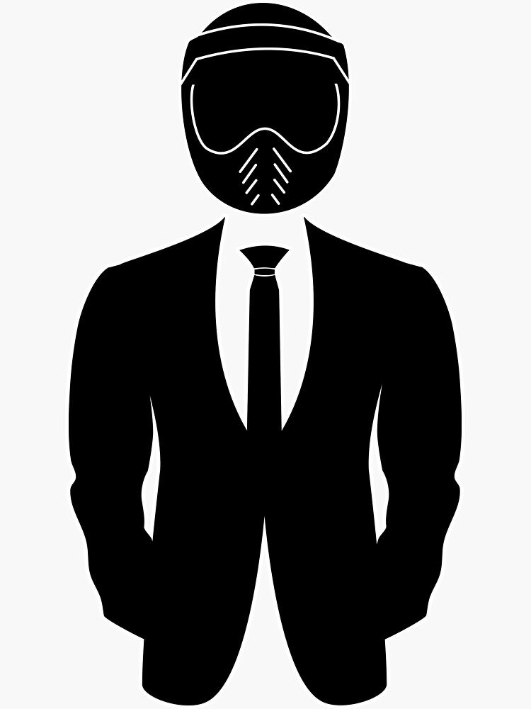 Thumbnail 3 of 3, Sticker, Biker Dapper Gentleman In Suit Motorcycle Helmet designed and sold by EtrnlyEvocative.