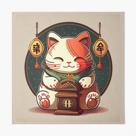 まつり猫　切り絵　原画　Fortune Cat まつり猫 切り絵 原画 Fortune 円く Cat - 絵画
