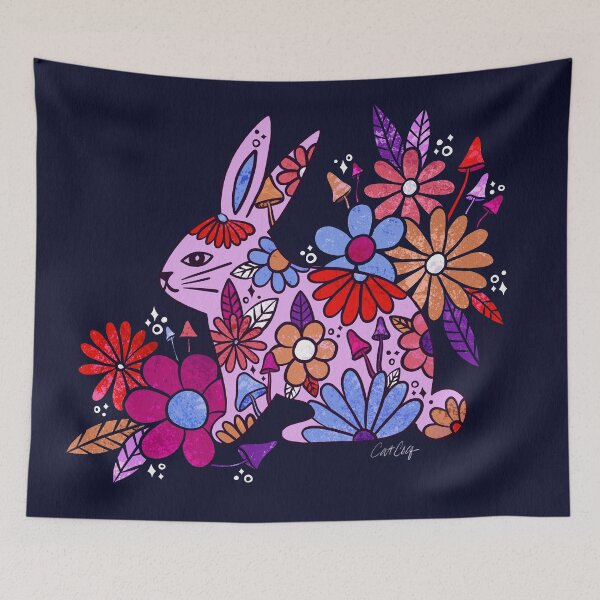 Item preview, Flower Power Bunny – Indigo designed and sold by Cat Coquillette.