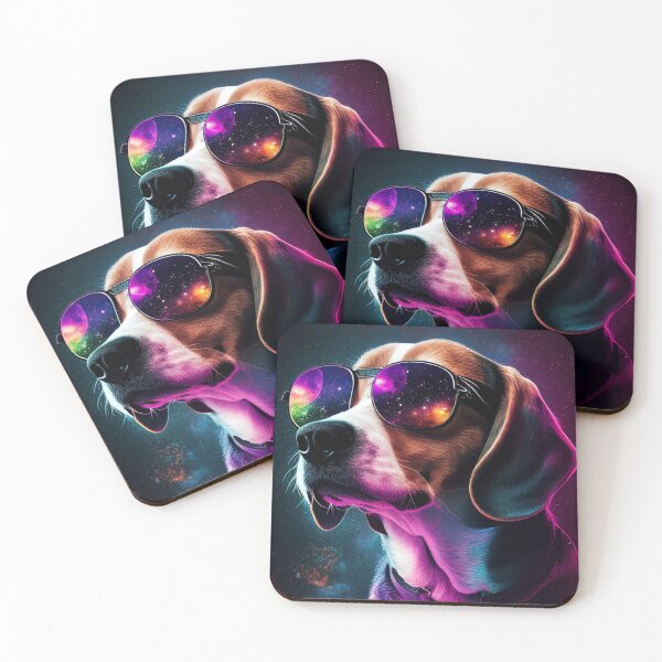 Item preview, Super Cool Beagle in 80's Retrowave, Synthwave Style, Dog Art, Pet designed and sold by SnorbelDesign.