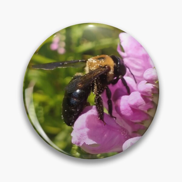 Item preview, A carpenter bee pollinating pink flowers designed and sold by TheVoid137.