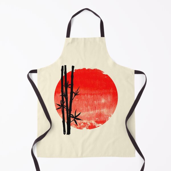 Item preview, Black silhouette of bamboo plants on big red sun designed and sold by olgersart.