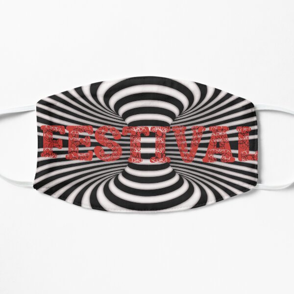 Festival with transparent Peace Sign on optical wormhole Flat Mask
