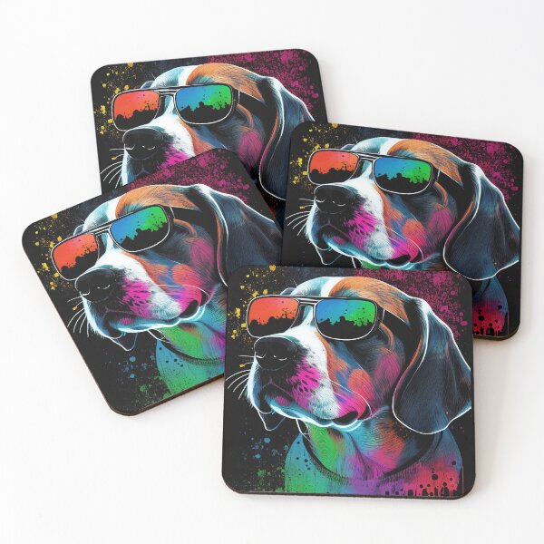 Item preview, Cute Beagle Artwork in 80's Retrowave, Synthwave Style, Dog Art, Pet designed and sold by SnorbelDesign.