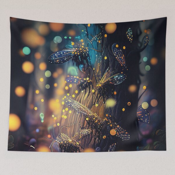 Item preview, Magical glowing neon fairy fireflies in alien forest designed and sold by RK - Shop.