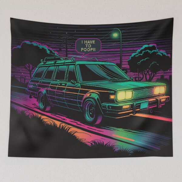 Item preview, Retro Neon 80s Station Wagon - I have to poop designed and sold by TheJadeCat.