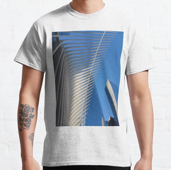  Manhattan, architecture, modern, city, business, building, blue, office, sky, reflection, downtown, glass, window, tower, facade, futuristic Classic T-Shirt
