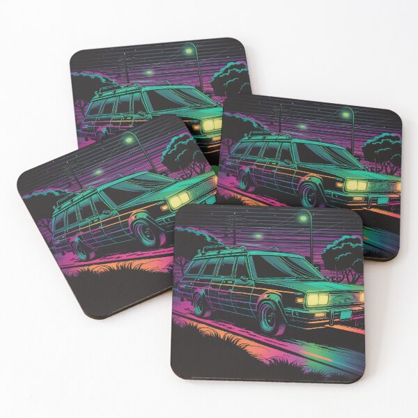 Item preview, Retro Neon 80s Station Wagon on the Road designed and sold by TheJadeCat.